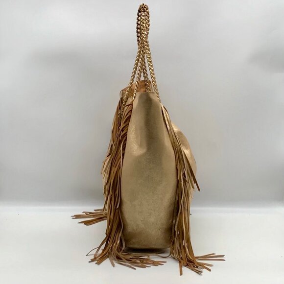 Lilly Pulitzer Metallic Gold Fabric Fringe Tote Bag - Picture 4 of 10